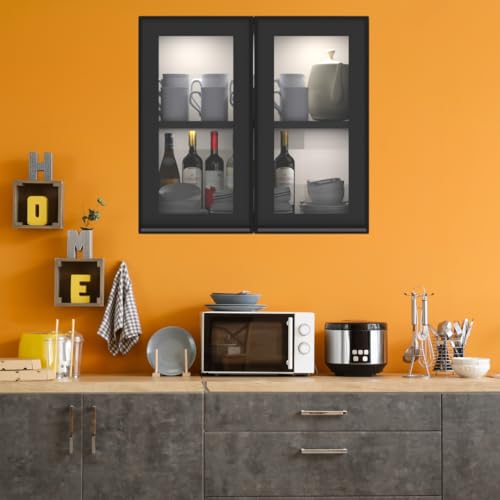 Image of SPECIALITY PANELS Multipurpose Cabinet with Modern Elegance Tinted Glass Wall Cabinet, Space Organizer for Office /Kitchen in (Dark Grey, 2 Glass Shutter)