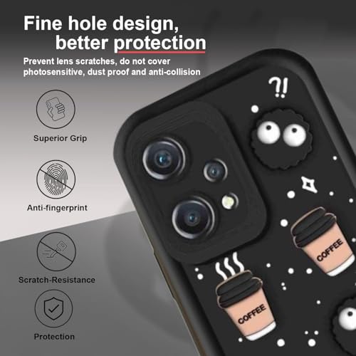 Image of Back Case Cover Compatible with OnePlus Nord CE 2 Lite 5G | Cute Fun Cartoon 3D Ball Coffee Silicone Case | Body Protection | Camera Protection | Shock Proof | (Black)