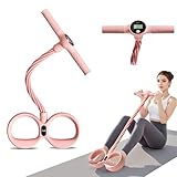Pedal Puller Resistance Band with LCD Digital Counter - 6-Tube TPR Fitness Equipment for Home Gym Full Body Yoga Workout（Pink）