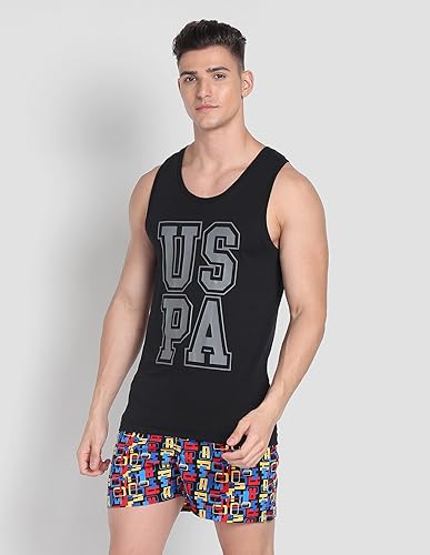 Image of U.S. Polo ASSN. Men's IYBD Brand Print Cotton Vest - Pack of 1