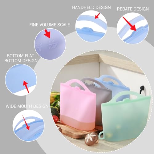 Bolsas de esterilizador para biberones, bolsas de esterilizador de microondas de 2 piezas, de vapor de microondas de silicona flexibles de 1000 ml, chupete de fugas colgante con mango - imagen 3