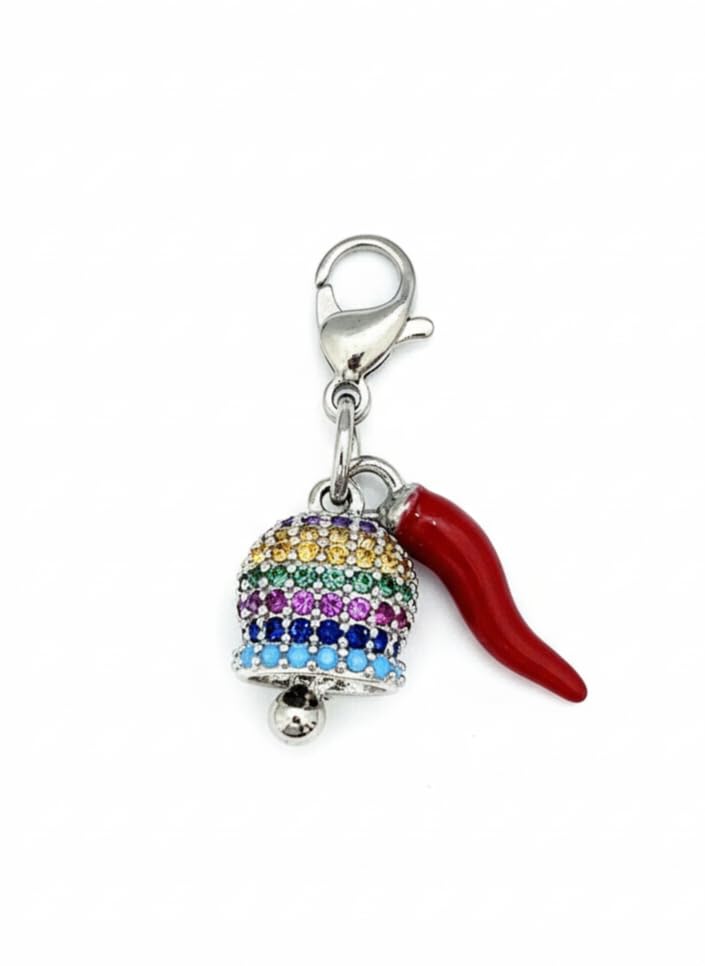 Mavi jewel Stainless Steel Bells with Pendant for Bracelets, Necklaces, Earrings and More - Box Included, smol, Steel, Glass