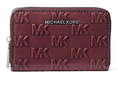 Image of Michael Kors Women's Jet Set Small Zip Around Card Case, Oxblood, Small