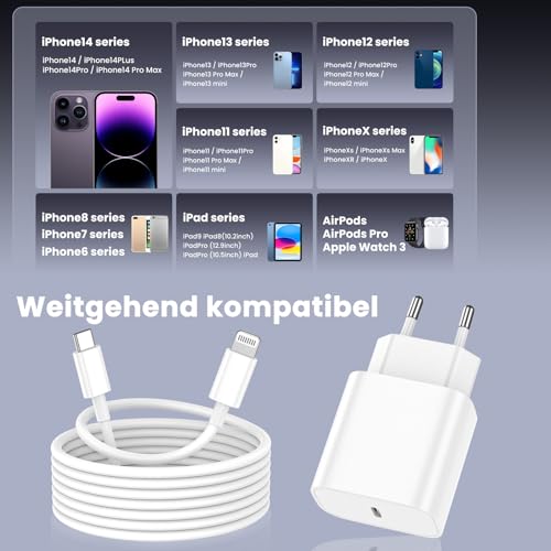 iPhone Ladekabel, [MFi-Zertifiziert] 2er-Pack iPhone Ladegerät Apple Ladekabel mit 2M&3M USB-C-auf-Lightning-Kabel für iPhone 14 13 12 11 Pro Max XS XR X 8 7 6 Plus 5 iPad