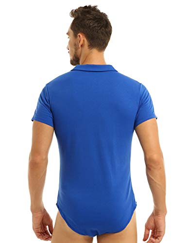 ACSUSS Men's Short Sleeve Undershirt Press Button Crotch Tank Bodysuit High Cut Leotard Tops4