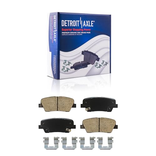 Image of Detroit Axle - 10pc Brake Kit for 2013-2016 Hyundai Santa Fe XL, 2014-15 Drilled and Slotted Disc Rotors Ceramic Brakes Pads Replacement : 12.60 inch Front 11.89 inch Rear Rotor