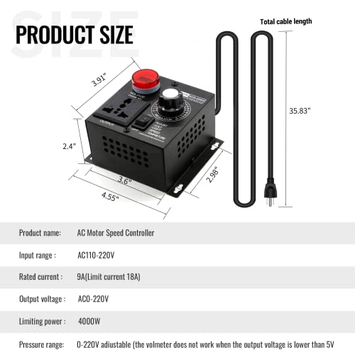 Zowzea ZW-0005 Ac Motor Speed Controller 120V ,Variable Speed Controller & Fan Speed Controller With Rheostat,Variable Voltage Regulator Router thumb #2