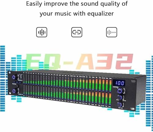 31-band graphic equalizer with digital audio processing, LED spectrum display, 10 preset effects, automatic noise reduction for professional studio use