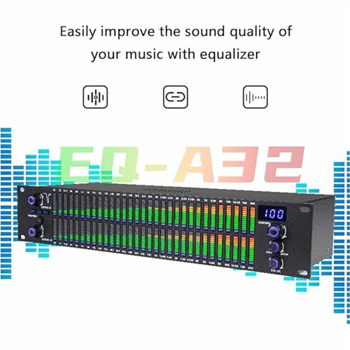 Ecualizador gráfico de 31 bandas con procesamiento de audio digital, pantalla de espectro LED, 10 efectos preestablecidos, reducción automática de ruido para estudios de grabación profesionales