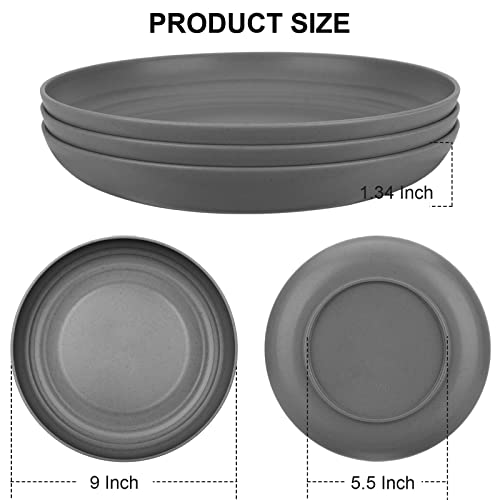 18 Pcs Reusable Plastic Plates 9 Inch, Dishwasher Safe Plastic Plates, Unbreakable Plates, Deep Dinner Plates, Plastic Plates Reusable Set For Kitchen #TOP2