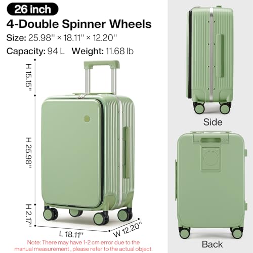 mixi Luggage PC Hardside Rolling Suitcase with Spinner Wheel TSA Lock with Cup Phone Holder