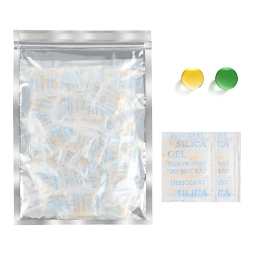 Boadw 5 g x 60 bolsas de gel de sílice de grado alimenticio, centro de secado con perlas de naranja, indicador de humedad, desecante para eliminar la humedad