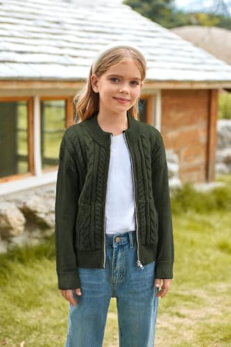 Image of GRACE KARIN Girls Knit Cardigan Sweater Zip Long Sleeve Kids School Uniform Fall Jacket Size 6-14