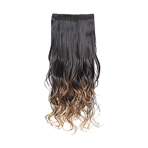 Image of KIS Synthetic Curly Hair Extensions with 4 Clip-in for Women, Ombre Gold | 23 Inches , Natural, Soft Heat Resistant Hair, Thick Washable Reusable, Artificial Hair Clip on Extension for Bridal, Wedding
