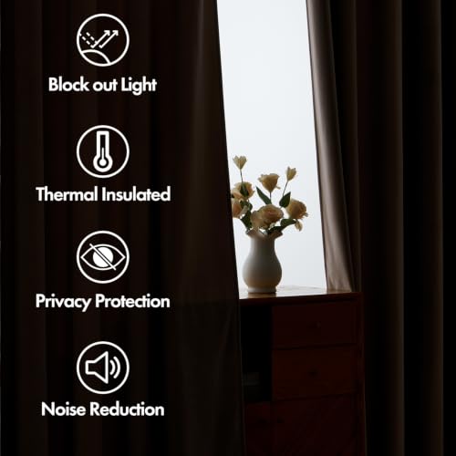 Image of MIULEE Light Taupe Velvet Pinch Pleat Blackout Curtains W52 X L90 Inches