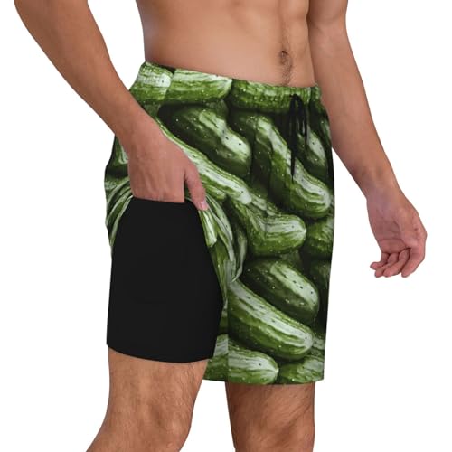 Funny Cucumber Funny Men's Swim Trunks Board Shorts Quick Dry-3