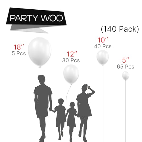 Partywoo 4711100088800 White Balloons, 140 Pcs Matte White Balloons Different Sizes Pack Of 18 Inch 12 Inch 10 Inch 5 Inch White Balloons thumb #1