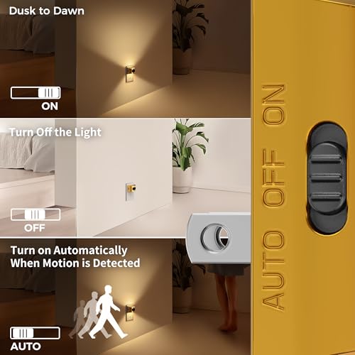 Image of DORESshop LED Night Light[2 Pack], Night Lights Plug into Wall, 3 Mode Plug in Night Light with Motion Sensor, Dusk to Dawn Sensor, Nightlights for Adults, Bedroom, Bathroom, Hallway, Golden Cover