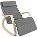 tectake 800795 Silla Mecedora, Almohadillas de Fieltro en Las Patas, Butaca Poltrona con Reposapiés Ajustable, Cojín Mullido para la Cabeza, Mueble Salón (Gris Claro)
