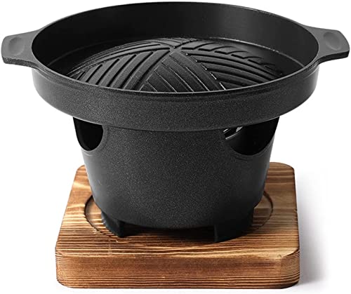 Plla de Barbacoa Pllas de carbón para Exteriores Mini Barbacoa Horno Plla Cocina para una Persona Hogar Marco de Madera Estufa de Alcohol Barbacoa al Aire Libre Jardín Fiesta Asar Carne H