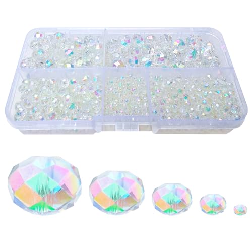 Image of Pink with Green Rondelle Glass Beads for Jewelry Making, Faceted Briolette Crytal Spacer Beads for Bracelet Necklace Earring (2mm 4mm 6mm 8mm 10mm Mixed Sizes, 1000pcs)
