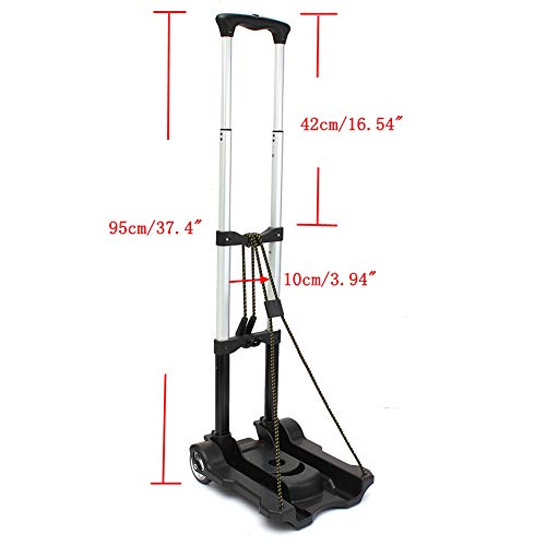 Carrello pieghevole pieghevole portatile in alluminio resistente per bagagli, con cuscinetto fino a 39,9 kg, per auto, casa, ufficio, bagagli, trasloco