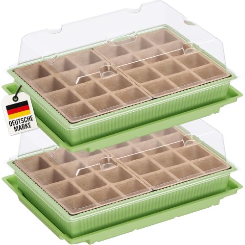 WELLGRO Mini Gewächshaus für Balkon & Garten für 24 Pflanzen kleines Gewächshaus aus Kunststoff Mini Treibhaus für Pflanzen Kräuter & Anzucht Stückzahl:2 Stück