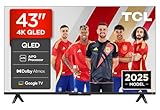 TCL 43T69C 43” QLED, Direct LED TV, 4K HDR, Smart TV Powered by Google TV (Dolby Vision & Atmos, Game Master, Motion Clarity, Compatible with Google Assistant & Alexa)