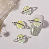FackLOxc Planet Art - Pendientes de metal con forma de Saturno, diseño de diamantes de imitación en 3D