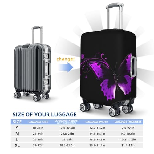 Travel Luggage Cover for Suitcase Elastic Suitcase Protector purple and black butterfly Suitcase Covers Washable Suitcase Protective Cover Dust-proof Luggage Covers Fit 18-32 Inch Luggage2