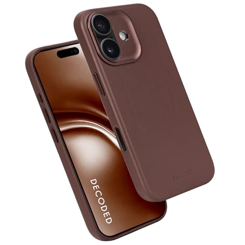 DECODED Coque pour iPhone 17, Cuir ECCO Premium, Compatible avec MagSafe, Magnétique, Protection Caméra, Bouton Camera Control, Anti-Rayures, Brun