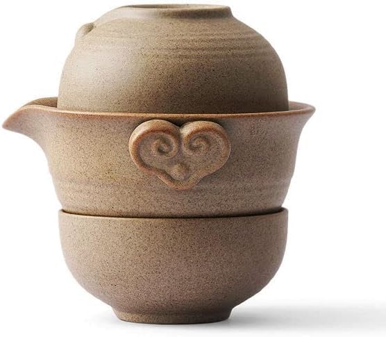 Juego de té de viaje de cerámica contra roturas: tetera portátil y tazas seguras