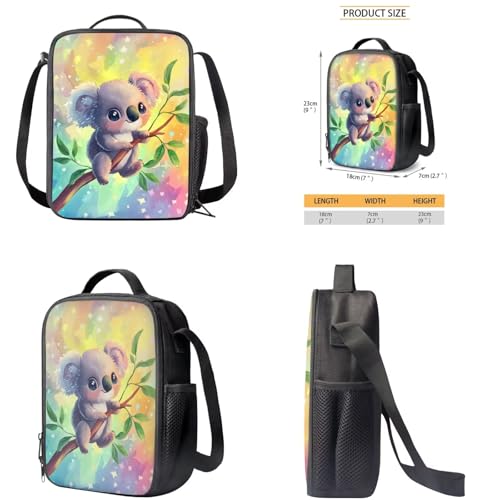 Cute Koala School Bags for Girls 10-12 Kids 17 Inch Large Capacity Bookbag with Front Compartment Set of 4 School Backpack with Lunch Box Pencil Case and Keychain for Middle School4