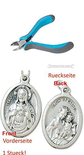 Preisvergleich Produktbild Silverline Mini-Seitenschneider, 115 mm, Präzisionsschneider, Kneifzange, Kombizange (929977250367) mit Anhänger Herz Jesu 2,5cm