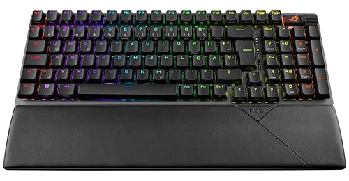 ASUS ROG Strix Scope II 96 - Tastatur - 96% full size, Hot-swappable - backlit - kabellos - USB, 2,4 GHz, Bluetooth 5,1 - QWERTZ - Deutsch - Tastenschalter: ROG NX - Schwarz (90MP037A-BKDA01)