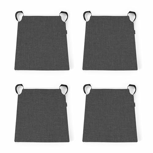 POKAR Lot de 4 Galettes de Chaise avec Bandes Velcro 41x35x40 cm (Épaisseur 5 cm) | Coussins Chaise Forme Trapèze | Assise Confortable pour Intérieur ou...