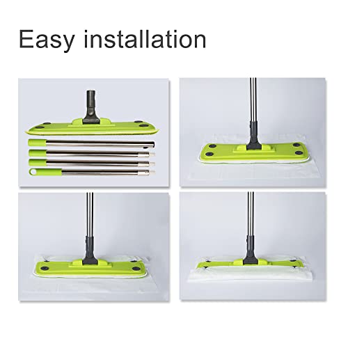 Microfiber Mops For Floor Cleaning - Flat Floor Mop Wet Dry Dust Mop For Hardwood Floors Laminate Wood Tile Vinyl Wall Hard Surface, Bathroom Kitchen Mop With 2 Washable Mop Pads And 5 Dust Papers #TOP2