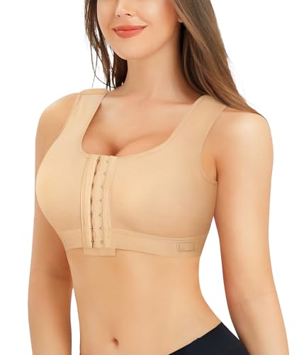 BRABIC Women Front Closure Post Surgery Compression Everyday Bras for Mastectomy Support with Adjustable Straps Wirefree
