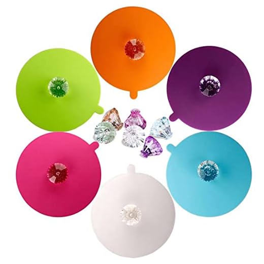 Food Grade Silicone, IPHOX Creative Diamond Mug Cover [Set of 6] Anti-dust, Airtight Seal, Drink, Hot Cup Lids (Diamond)