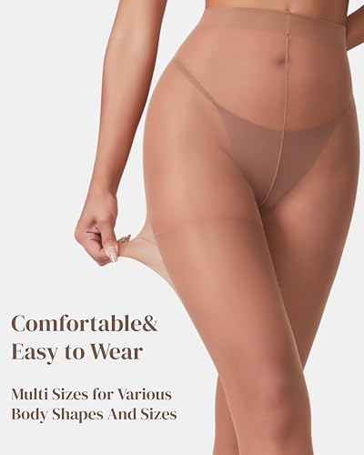 Image of leg elegant 3 Pairs 20D Women's Sheer Tights Ultra Sheer Pantyhose with Control Top