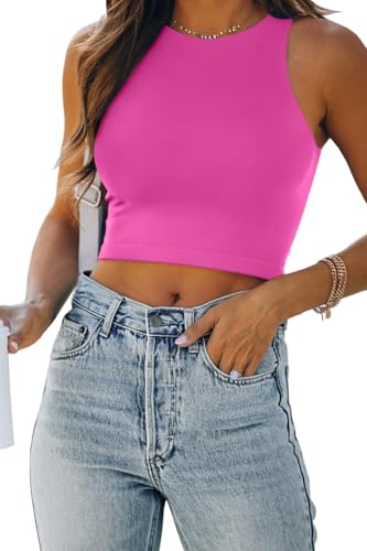 Image of EFAN Womens Sexy Sleeveless Double Lined Crop Tops Workout Cute Tight Racerback Tank Tops Summer Clothes Teen Girls 2025