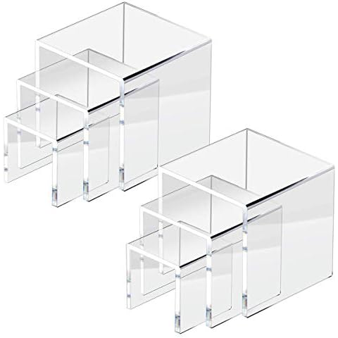 2 Sets Acrylic Display Risers for Funko POP Figures | Jewelry Display Riser | Clear Display Stands | Retail Displays Bridge Showcase for Cupcake Stands / Candy Dessert Table Decorations - 3"x4"x5" Cover