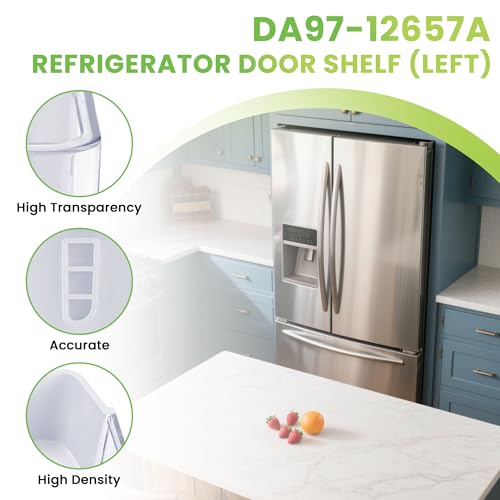 Image of AMI PARTS DA97-12657A (not DA97-12650A) Refrigerator Door Shelf (LEFT) fit for Samsung Refrigerator Parts RF260BEAESR RF261BEAESR RF261BEAESP Replaces AP5621270 DA63-06867 With Cleaning Cloth