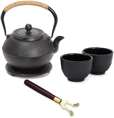 Juvale Cast Iron Teapot - 1200 mL, Black, 2 Cups - Japanese Tea S...