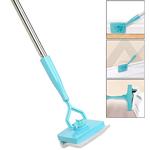 Buding Broom Brush Cleaning Mop Collapsible Baseboard Cleaner Glide Dust Extendable Cleaning Skirting Boards Telescopic Pole Microfiber Cleaner Wash Cleaning Supplies