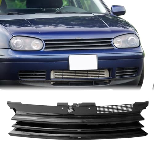 MODILOVER Grille, Compatible with 1999-2006 Volkswagen Golf & Gti & R32 Mk4 s, ABS Plastic Badgeless Style Front Bumper Grill Grid Replacement Guard, Black