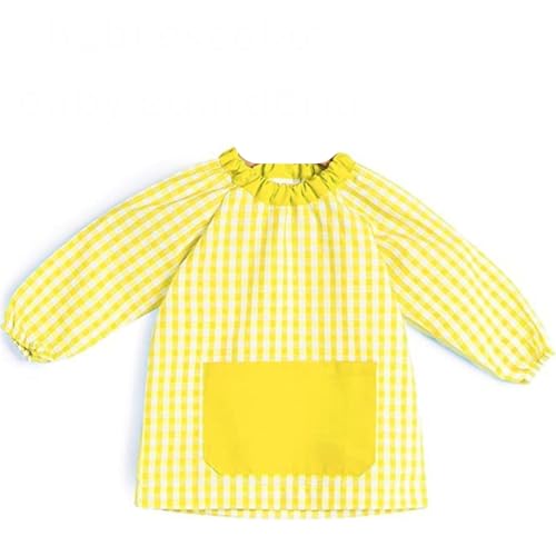 HOMYBABY® Babi Escolar Infantil Guarderia y Colegio - Bata Escolar Niño y Niña - Babi Guarderia cómodo, fácil de poner y quitar - Bolsillo y Puños Cerrados (Yellow, 0-1 años / 80 cm)