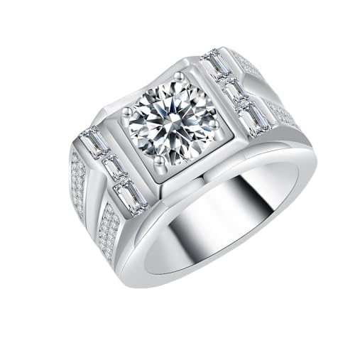 Alliance moissanite argent 925 homme, cadeau de mariage idéal