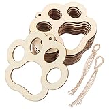 Milisten 30 Stück Holzscheiben mit Loch Haustier Pfoten Holz Log Scheiben Geschenkanhänger Unvollendete Holzkreise für DIY Basteln Hochzeit Mittelstücke Ostern Party Hängende Dekoration