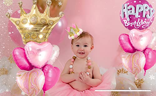 Image of 36inch Hot Pink Happy Birthday Foil Balloons Decorations for Birthday Party Decorations Princess Girl Birthday